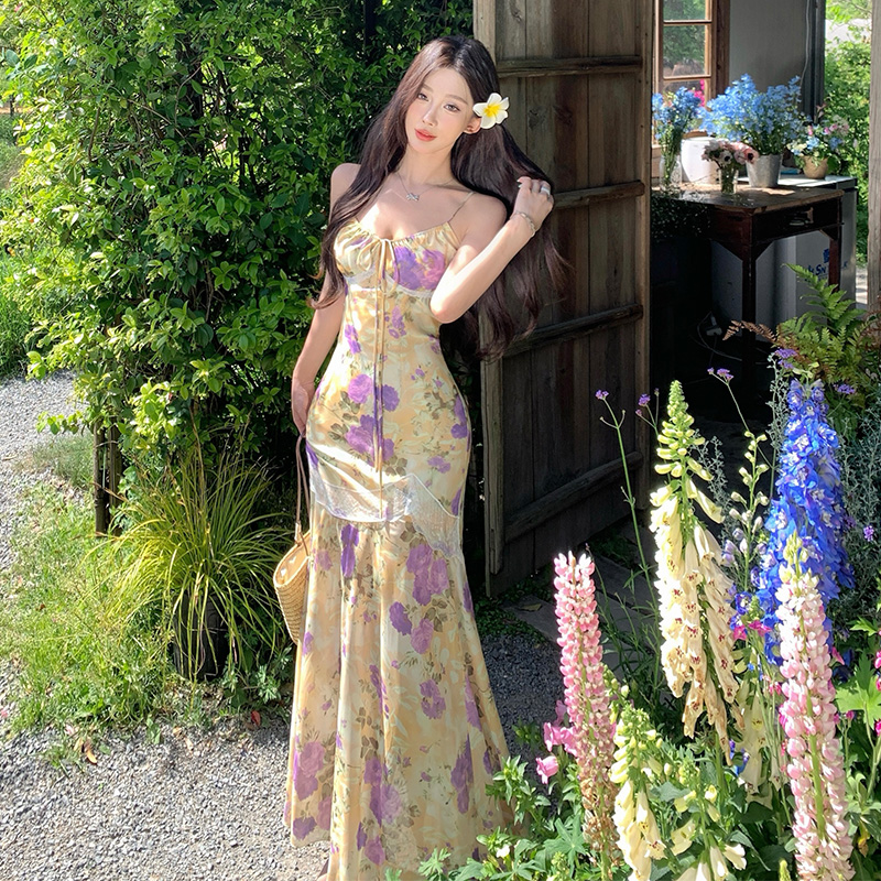 Package hip summer long dress lace floral dress
