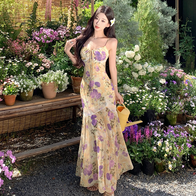 Package hip summer long dress lace floral dress