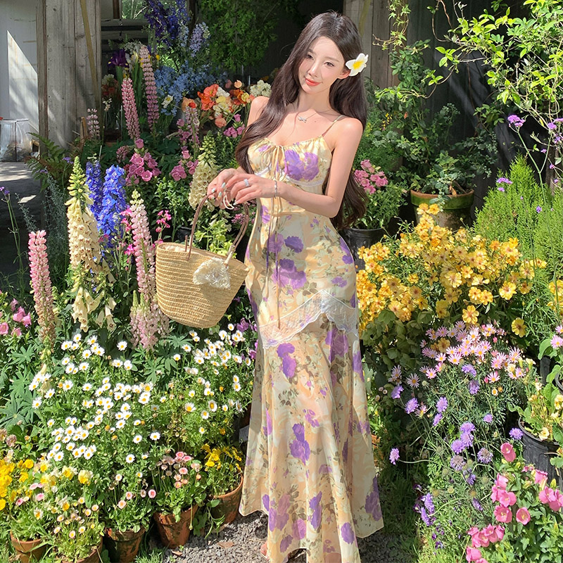 Package hip summer long dress lace floral dress