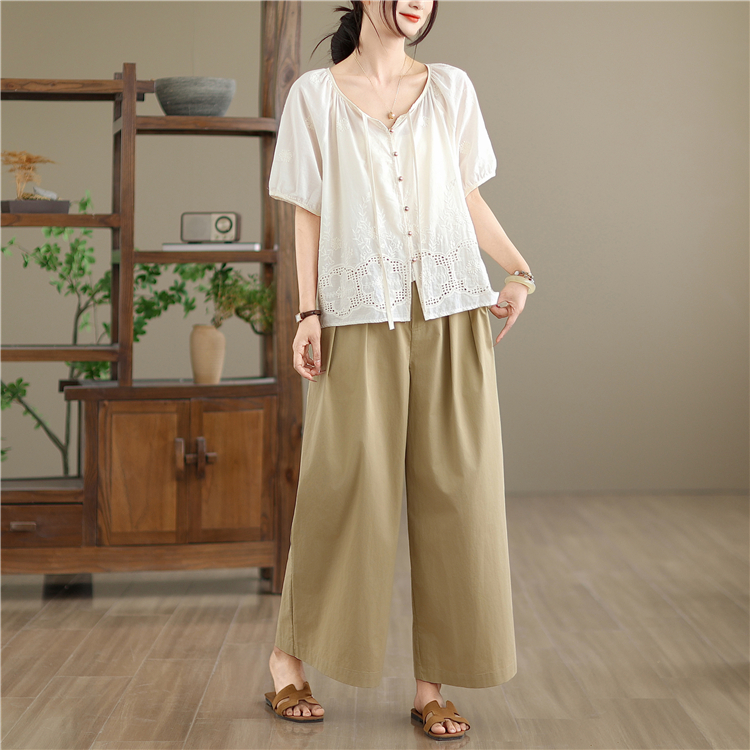 Embroidery all-match tops temperament hollow cardigan