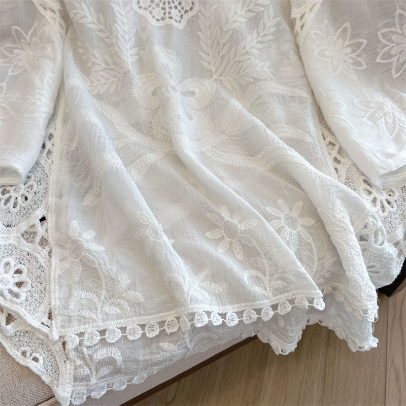 Retro hollow T-shirt large yard crochet tops for women