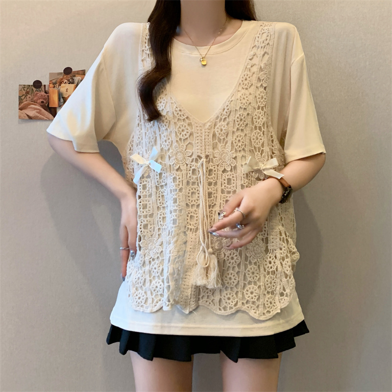Chanelstyle T-shirt Cover belly tops a set for women