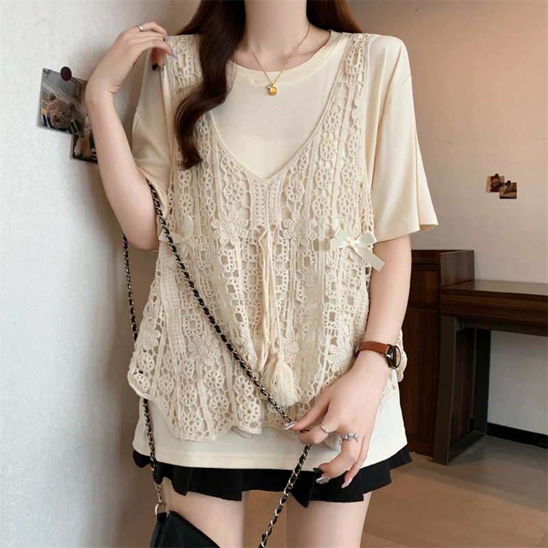Chanelstyle T-shirt Cover belly tops a set for women