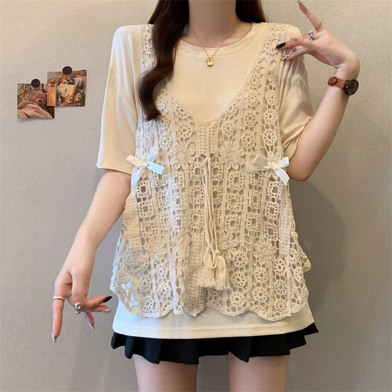 Chanelstyle T-shirt Cover belly tops a set for women