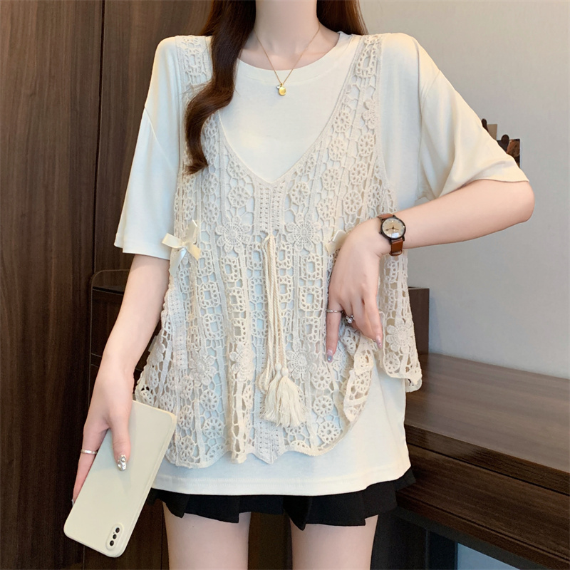 Chanelstyle T-shirt Cover belly tops a set for women