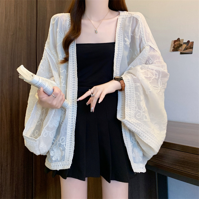 Summer sunscreen coat embroidery loose tops for women
