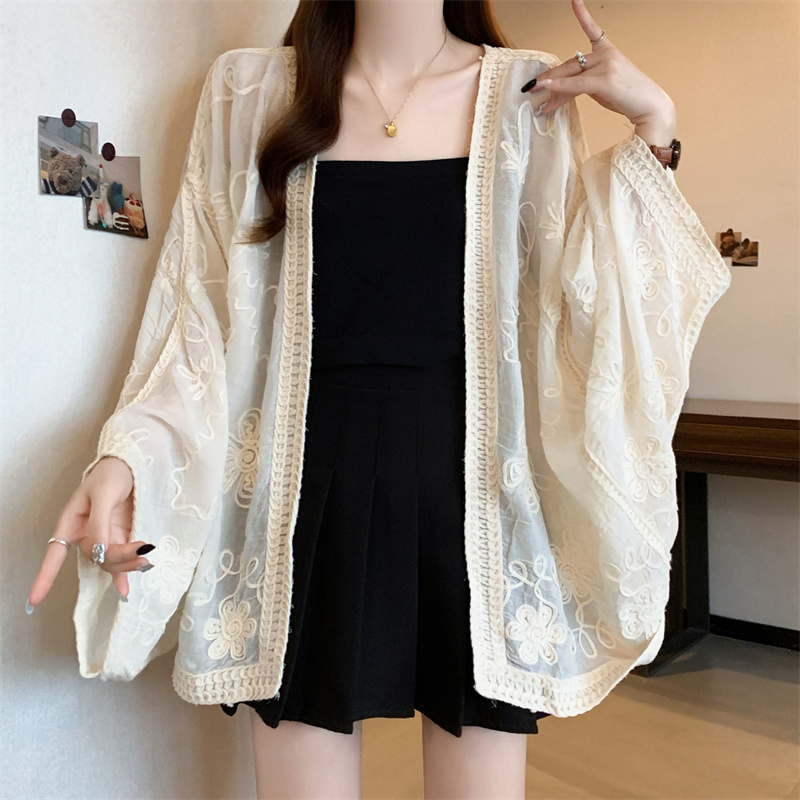 Summer sunscreen coat embroidery loose tops for women