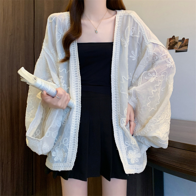 Summer sunscreen coat embroidery loose tops for women