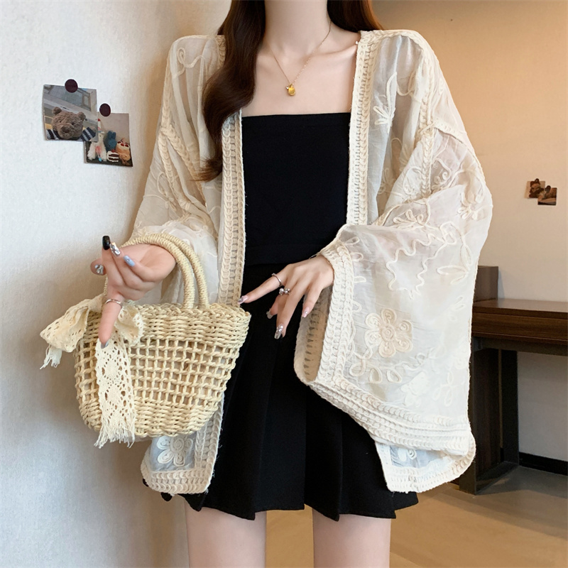 Summer sunscreen coat embroidery loose tops for women