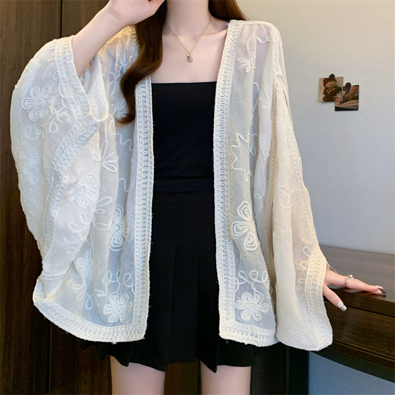 Summer sunscreen coat embroidery loose tops for women