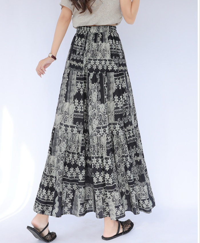 Printing skirt national style long skirt for women
