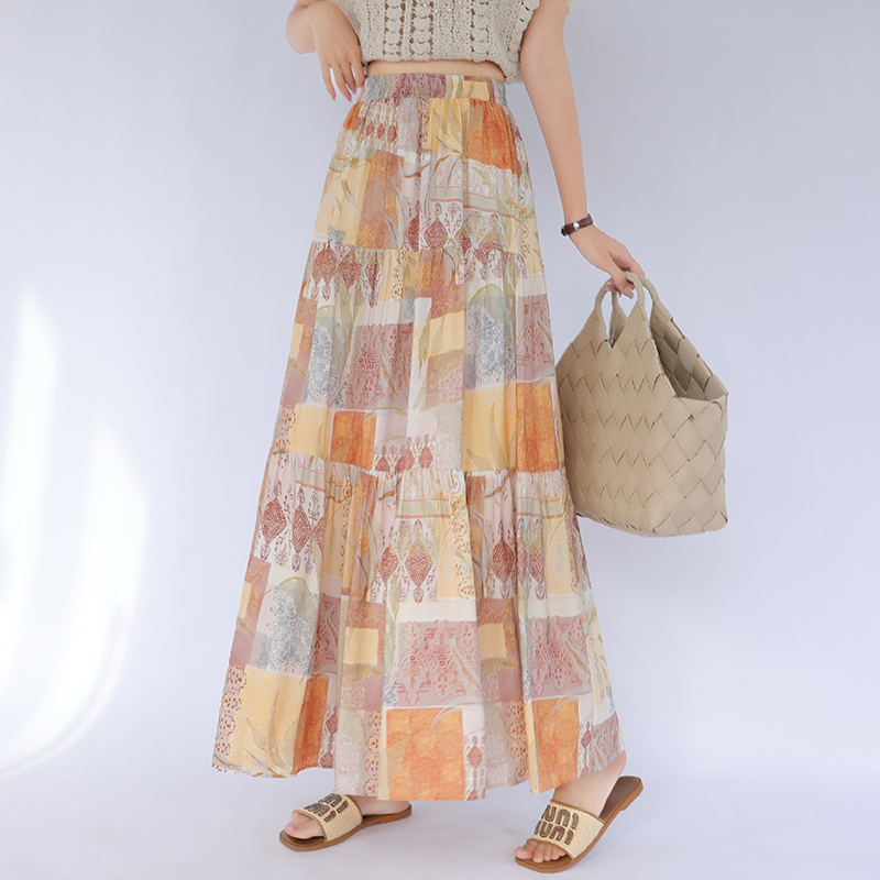 Printing skirt national style long skirt for women