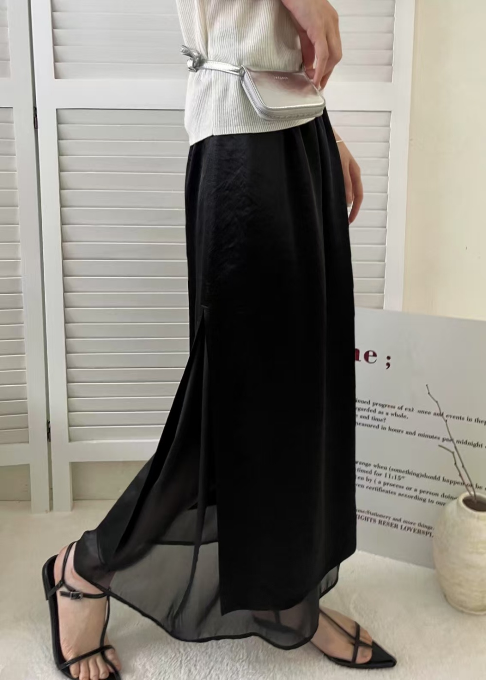 Summer long slim A-line high waist skirt
