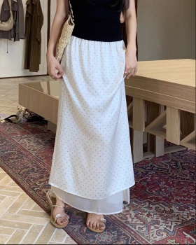Polka dot temperament long slim high waist summer skirt