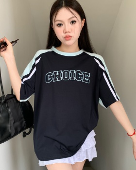 American style retro short sleeve summer T-shirt for women
