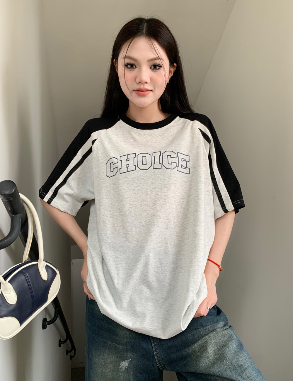 American style retro short sleeve summer T-shirt for women