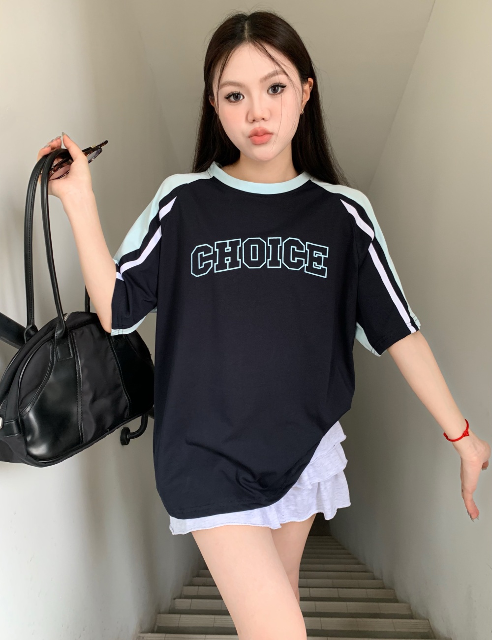 American style retro short sleeve summer T-shirt for women
