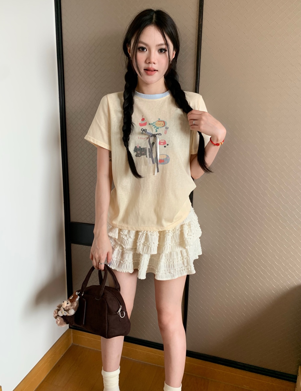 All-match short sleeve childlike T-shirt for women