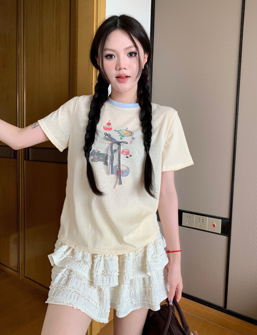 All-match short sleeve childlike T-shirt for women