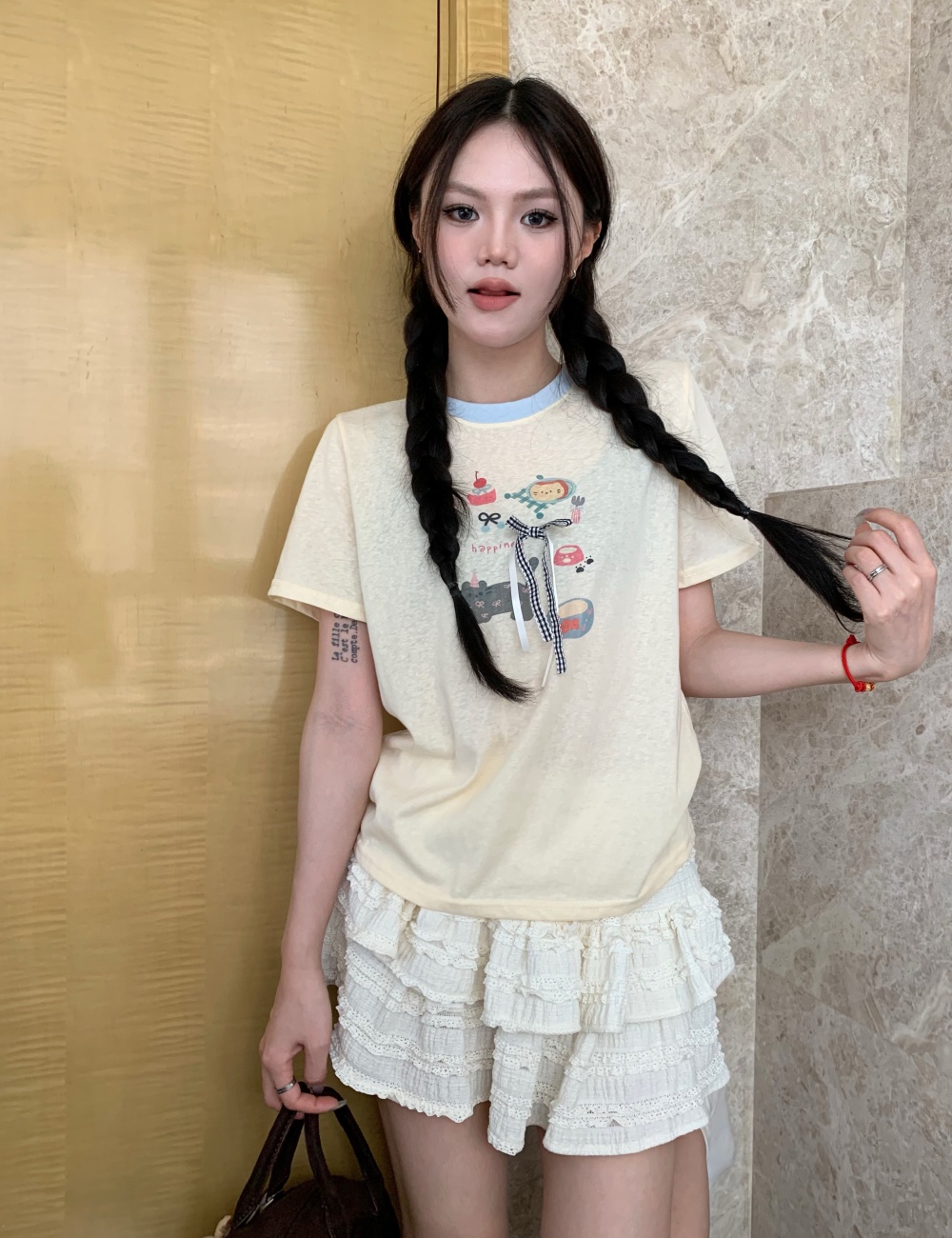 All-match short sleeve childlike T-shirt for women