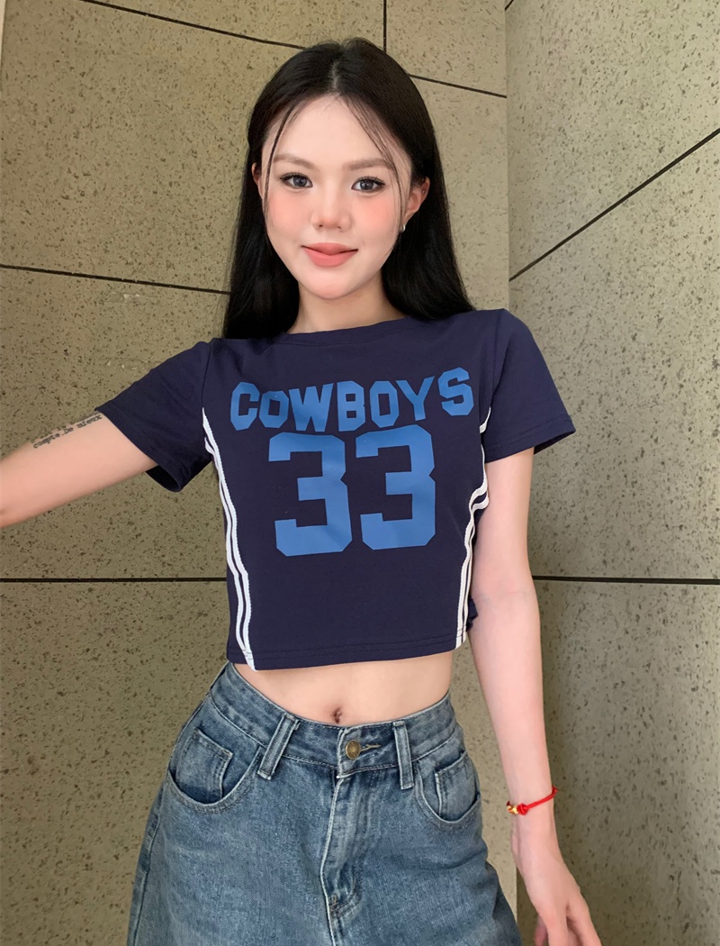 Short sleeve slim T-shirt short American style tops
