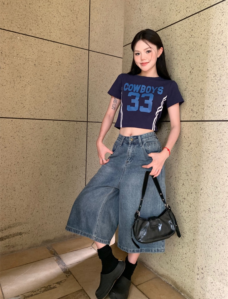 Short sleeve slim T-shirt short American style tops