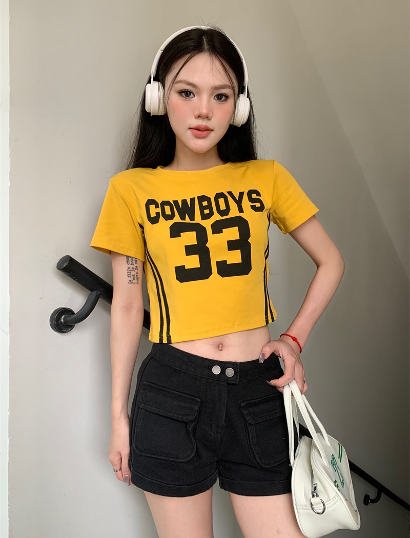 Short sleeve slim T-shirt short American style tops