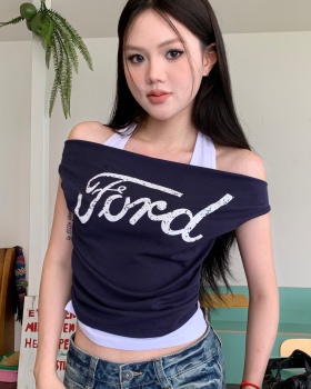 Korean style summer slim vest letters fashion tops for women