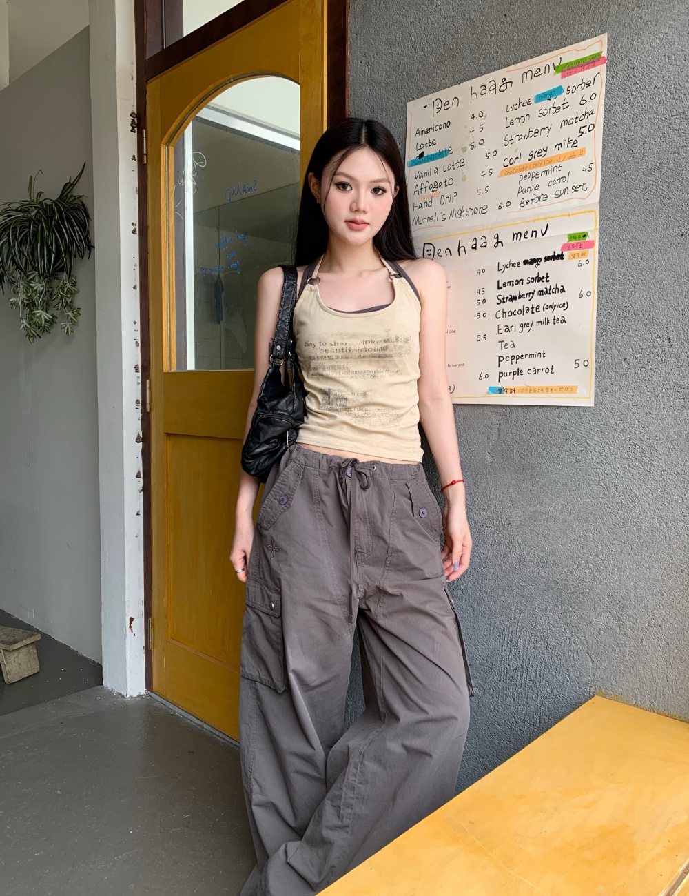 Retro Pseudo-two spicegirl tops American style sling vest