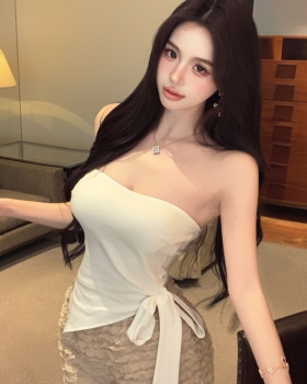 All-match white wrapped chest enticement bandage tops