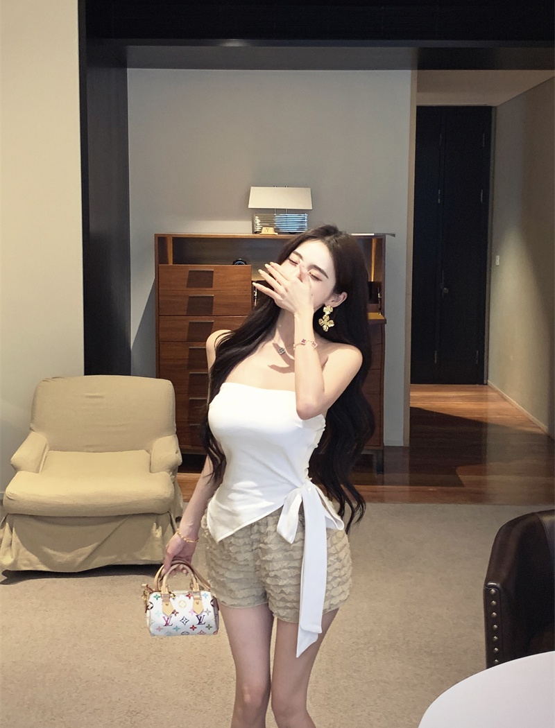 All-match white wrapped chest enticement bandage tops