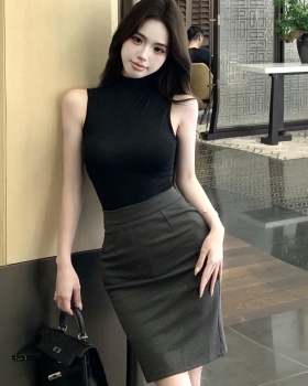 Black high waist vest tight sexy skirt 2pcs set for women