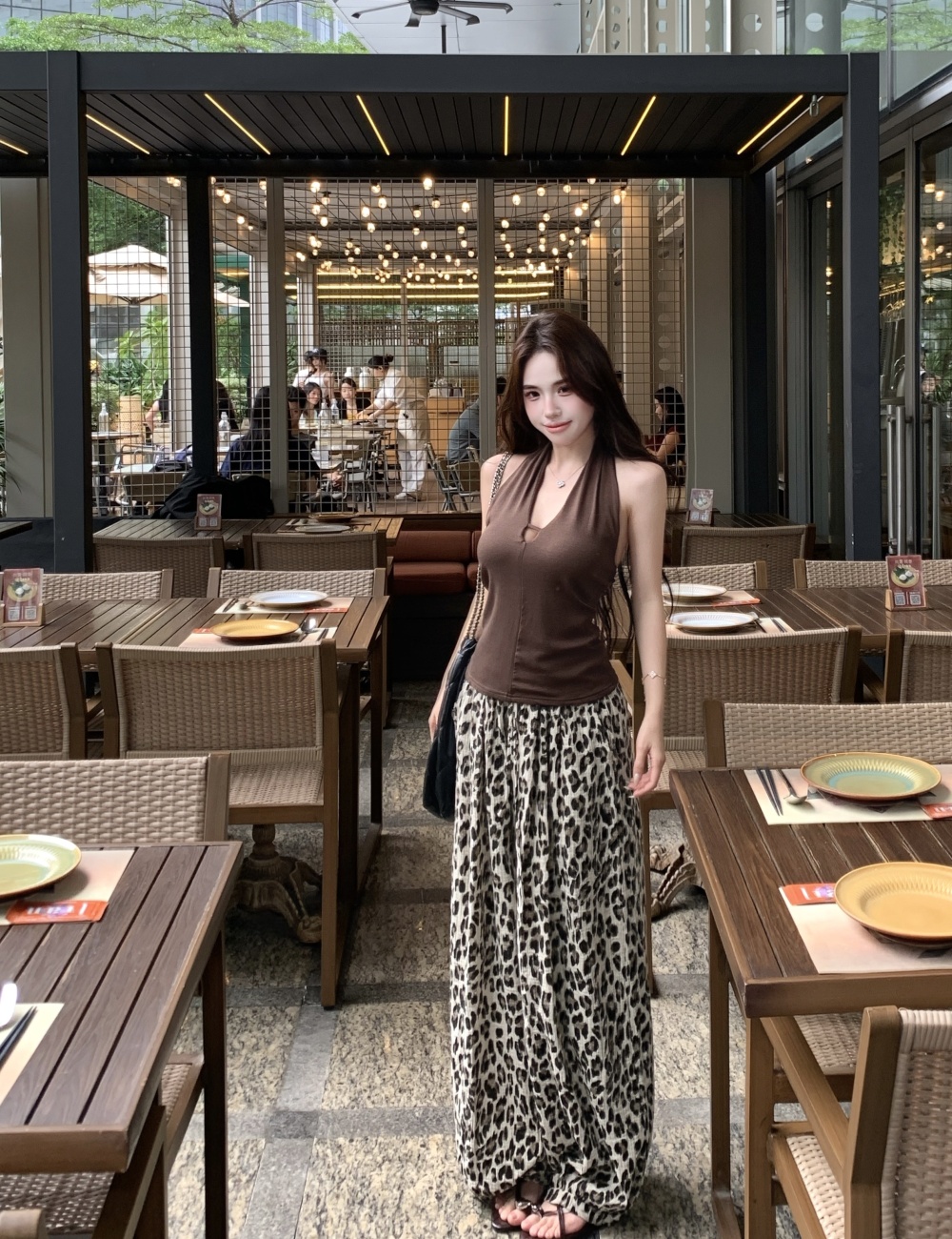 Halter cool V-neck vest loose Casual long pants a set