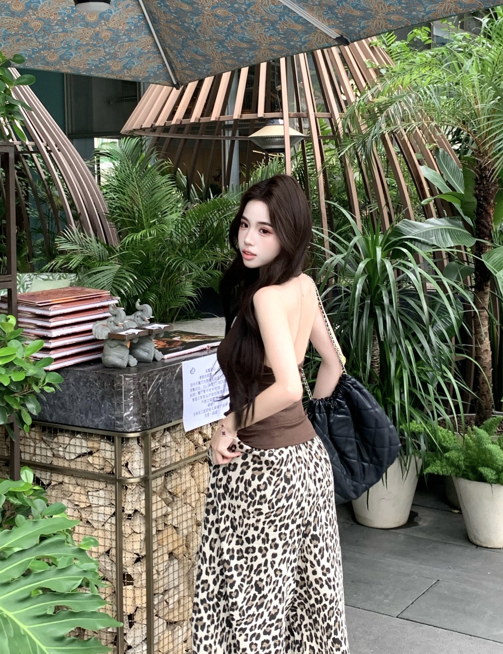 Halter cool V-neck vest loose Casual long pants a set