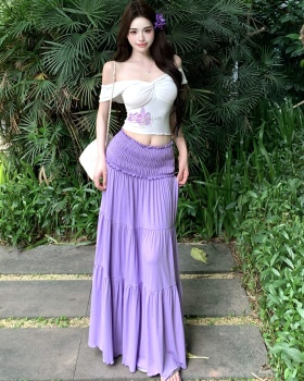 Short sleeve skirt wood ear T-shirt a set for women