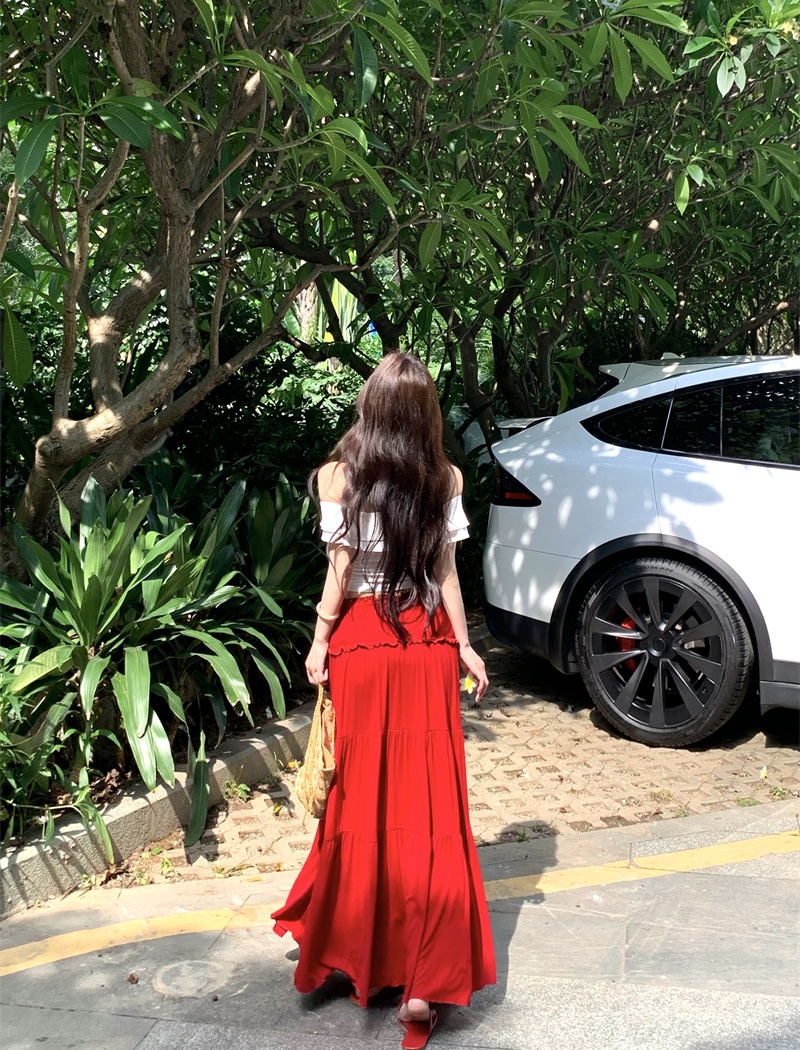 Short sleeve skirt wood ear T-shirt a set for women