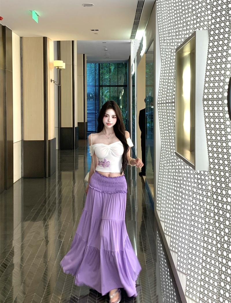 Short sleeve skirt wood ear T-shirt a set for women