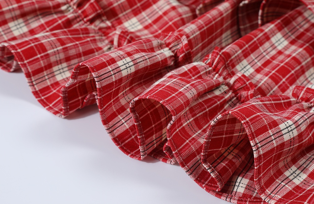 Elastic waist cake plaid short skirt sweet maiden skirt