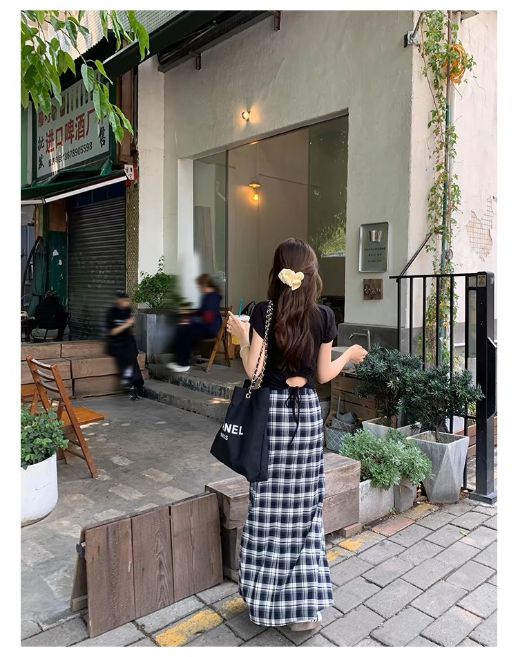 Fashion long skirt black-white skirt for women