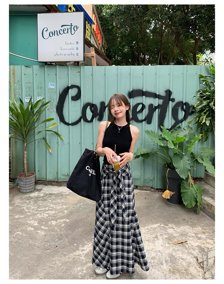 Fashion long skirt black-white skirt for women