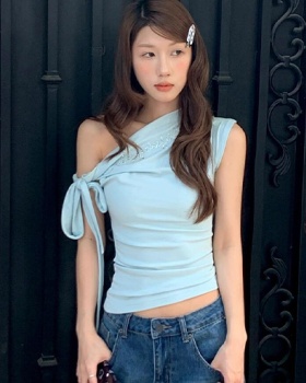 Green spicegirl Korean style T-shirt short bow summer tops