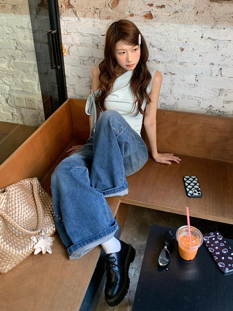 Green spicegirl Korean style T-shirt short bow summer tops