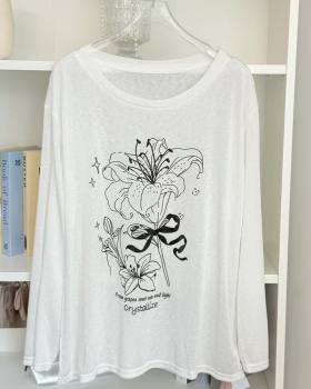 Long printing lazy Casual snowflake white tops
