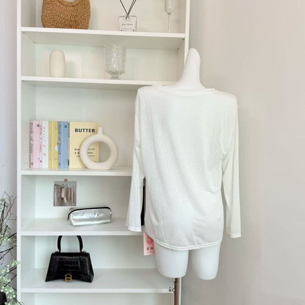 Long printing lazy Casual snowflake white tops