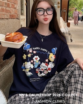 Show young printing T-shirt Casual cartoon tops for women