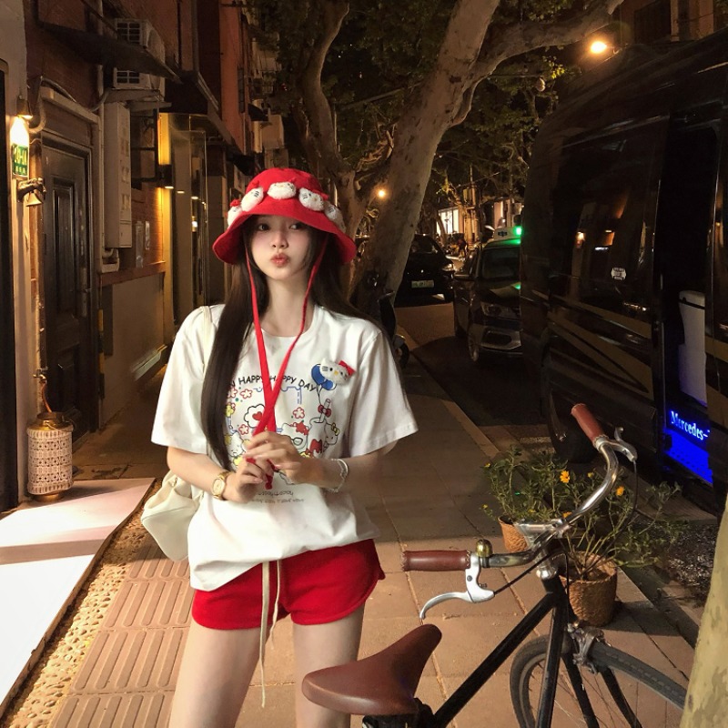 Show young printing T-shirt Casual cartoon tops for women