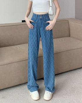 High waist plaid summer wide leg pants for women