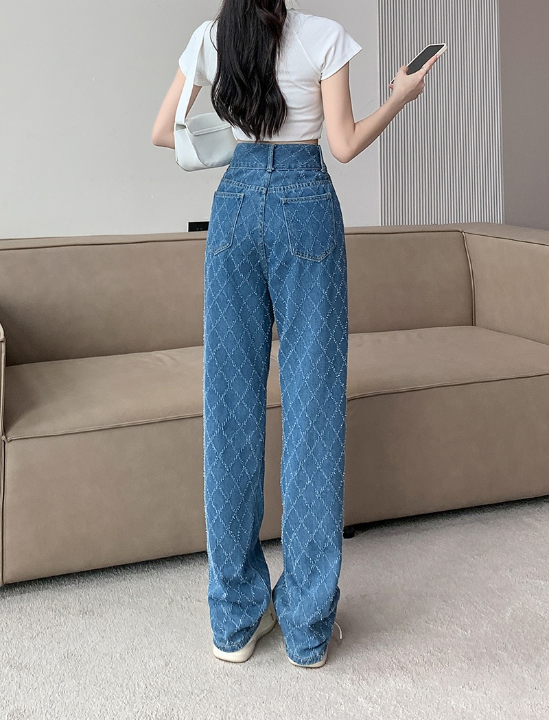 High waist plaid summer wide leg pants for women