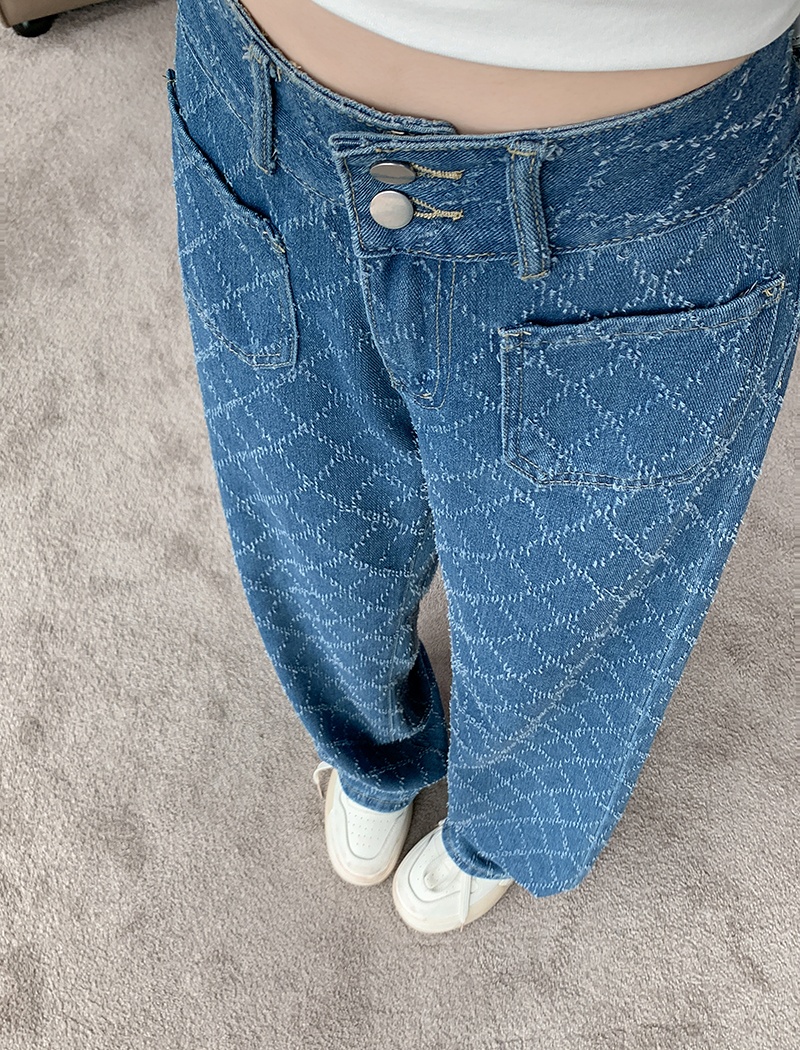 High waist plaid summer wide leg pants for women
