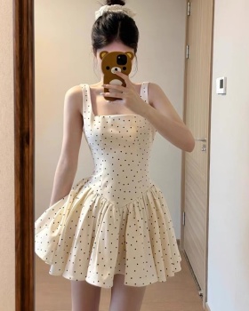 Sling enticement T-back polka dot dress for women